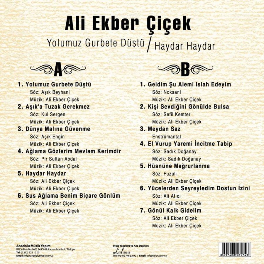 Ali Ekber Çiçek - Yolumuz Gurbete Düştü / Haydar Haydar - Plak