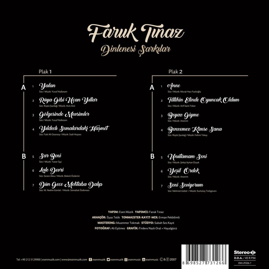 Faruk Tınaz Dinlenesi Şarkılar - Plak