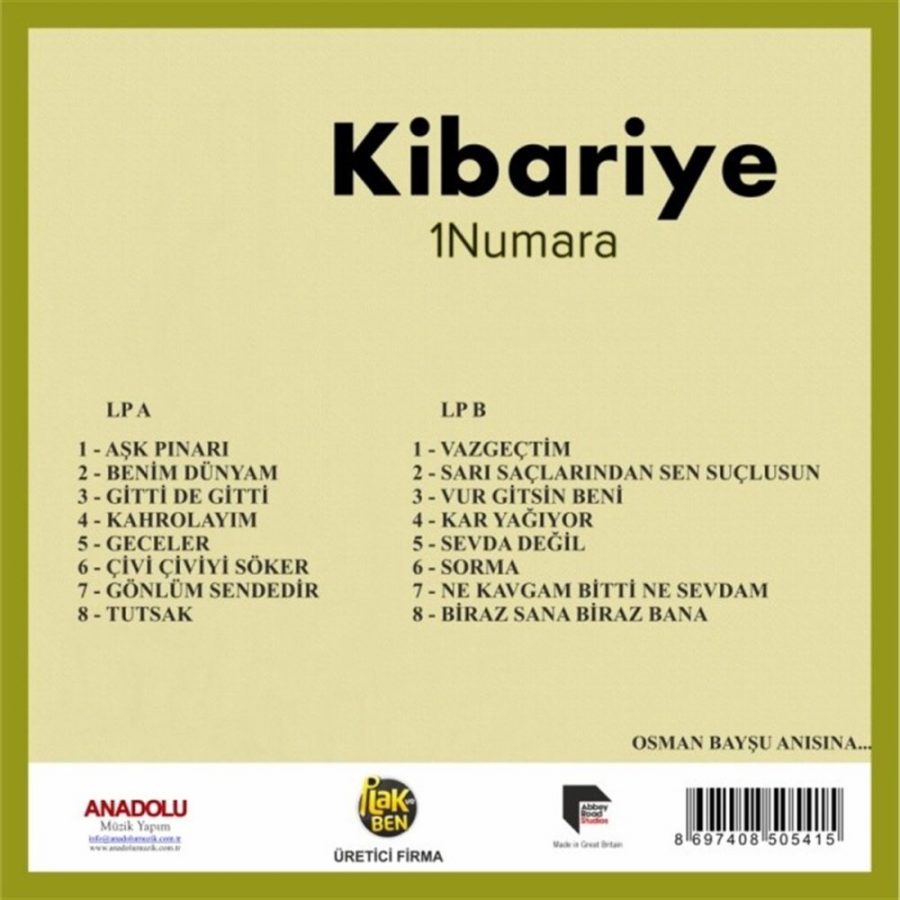 Kibariye 1 Numara - Plak