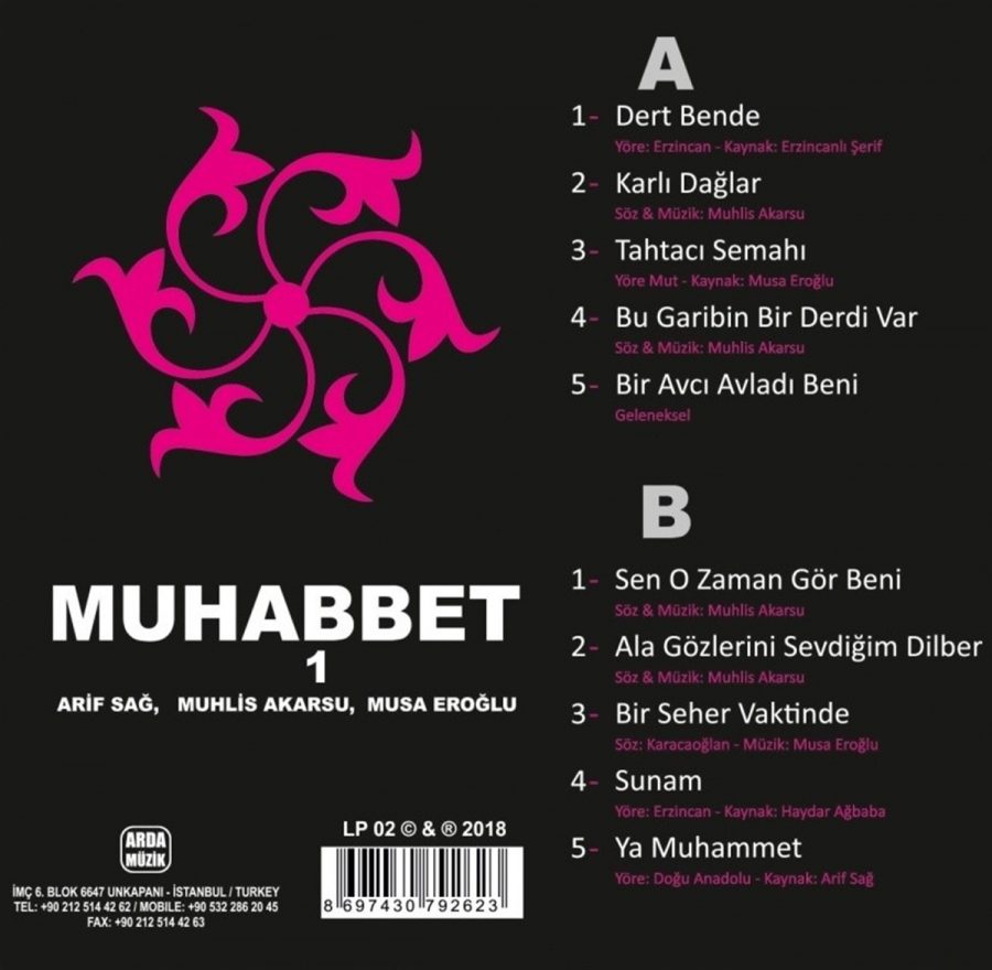 Muhabbet 1 - Muhlis Akarsu, Musa Eroğlu, Arif Sağ - Plak - Görsel 2