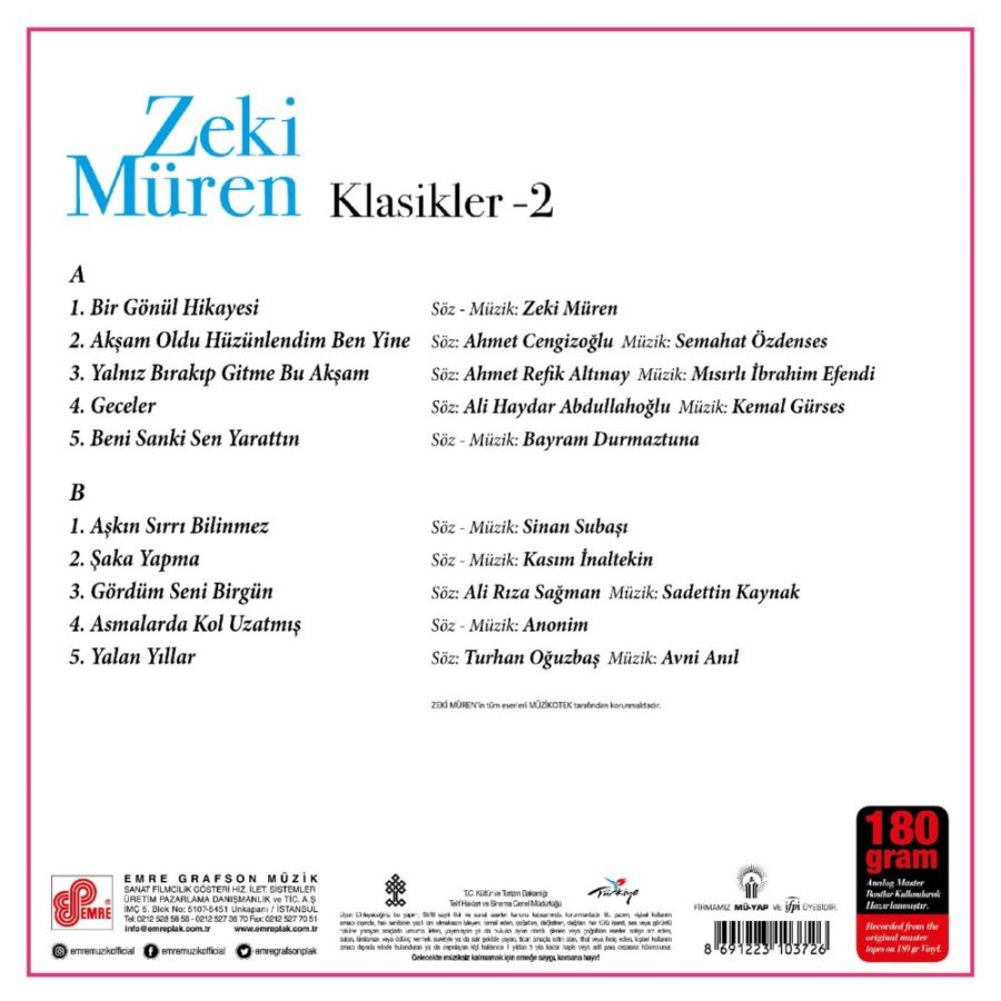 Zeki Müren Klasikler 2 / Dünden Bugüne 12 - Plak