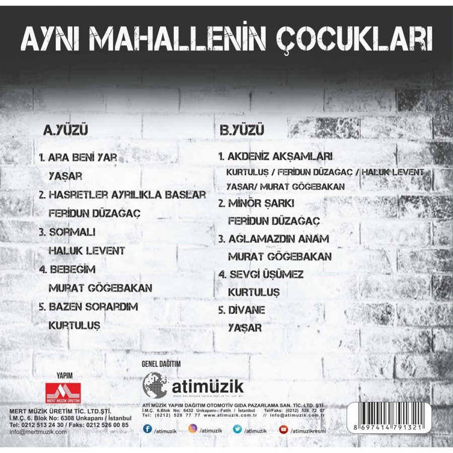 Aynı Mahallenin Çocukları Çeşitli Sanatçılar - Plak