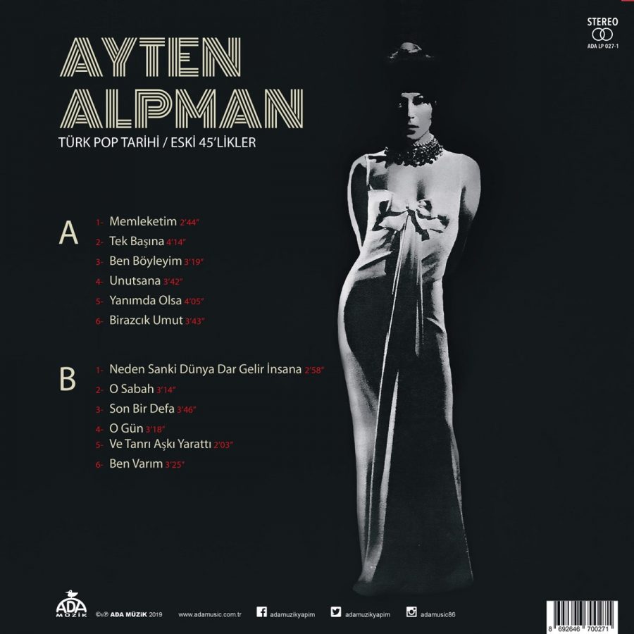 Ayten Alpman Türk Pop Tarihi Eski 45'likler - Plak