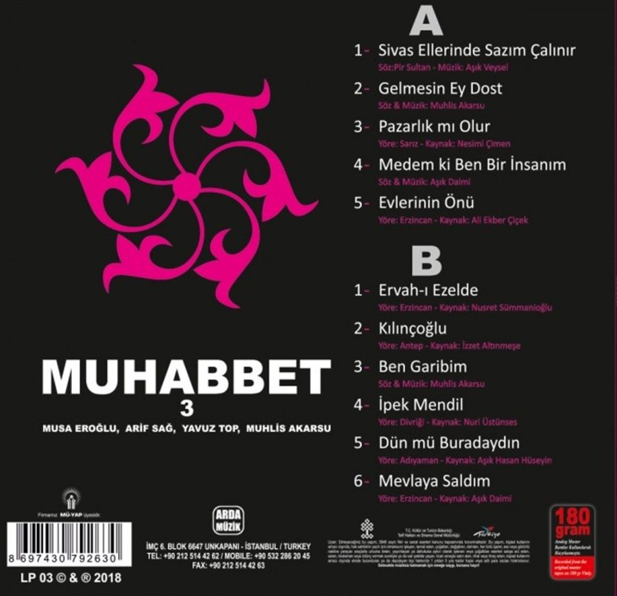 Muhabbet 3 - Muhlis Akarsu, Musa Eroğlu, Arif Sağ, Yavuz Top - Plak