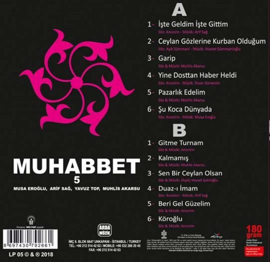 Muhabbet 5 - Musa Eroğlu,Yavuz Top,Arif Sağ,Muhlis Akarsu - Plak