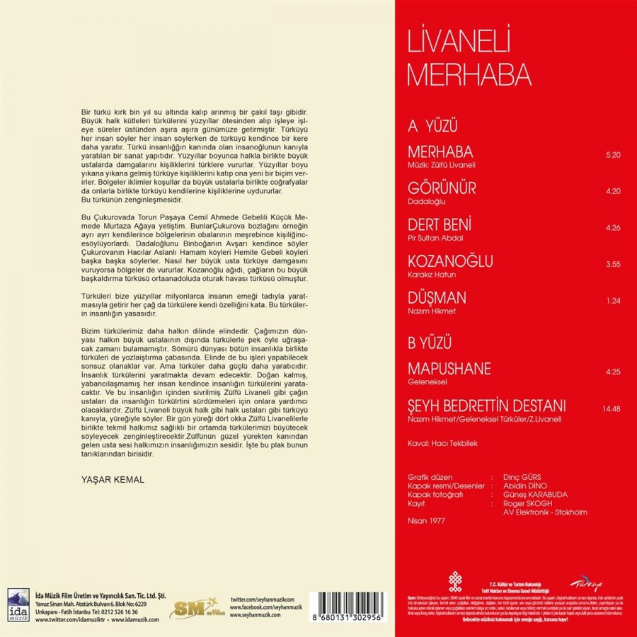 Zülfü Livaneli Merhaba - Plak