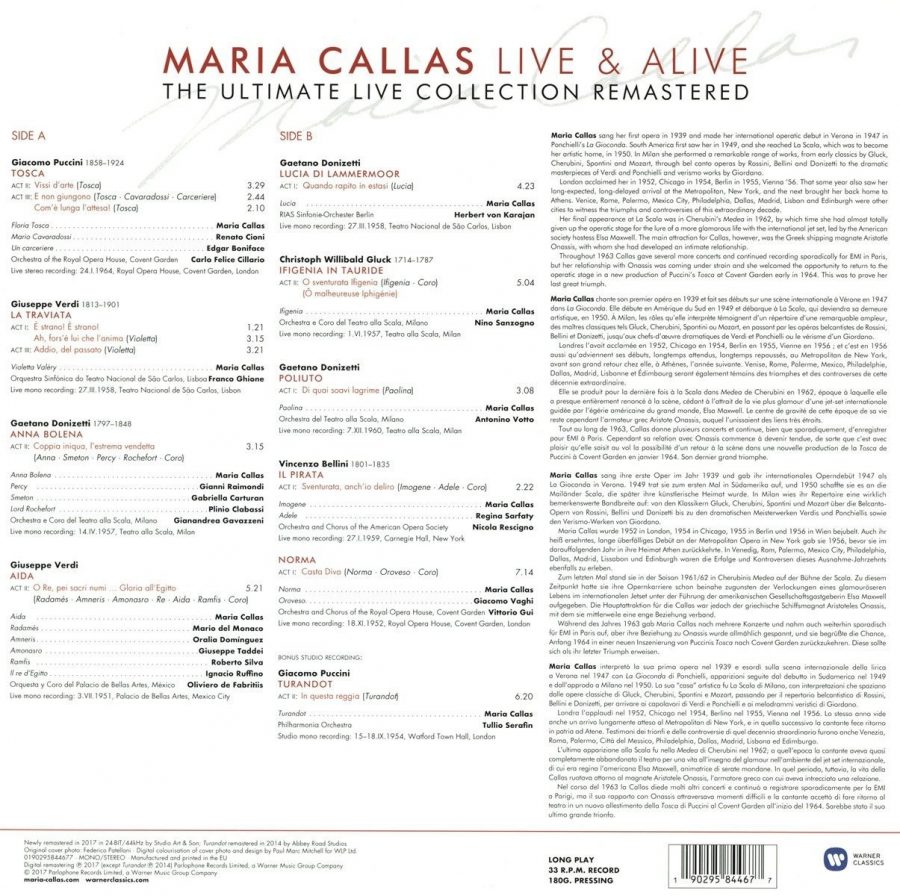 Maria Callas Live & Alive (The Ultimate Live Collection Remastered) - Plak - Görsel 2