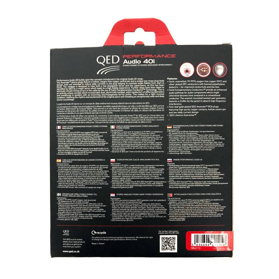 QED QE-6113 Performance Audio 40i RCA Kablo - 1 Metre