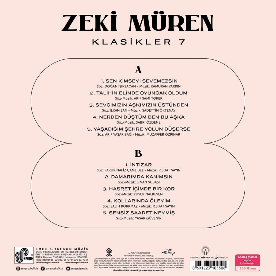 Zeki Müren Klasikler 7 - Plak - Görsel 2