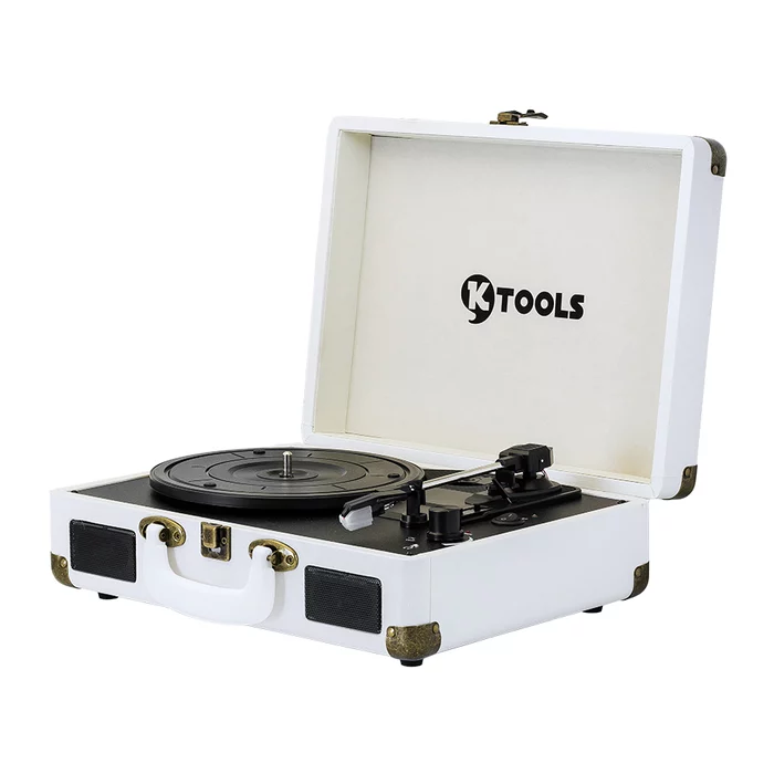 ktools-nostalgie-k344-hoparlorlu-pikap-beyaz KTOOLS NOSTALGİE K344 Hoparlörlü Pikap Beyaz