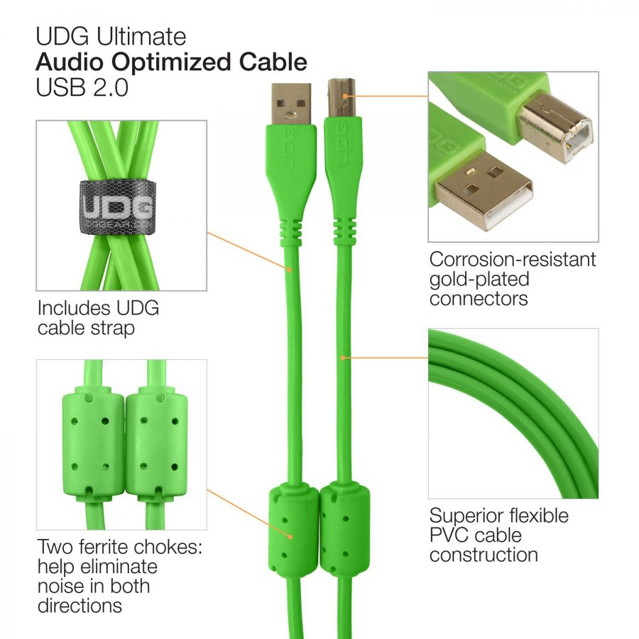 UDG Ultimate Audio Cable USB 2.0 A-B Green Angled - Görsel 7