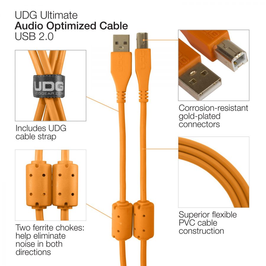 UDG Ultimate Audio Cable USB 2.0 A-B Orange Angled - Görsel 7