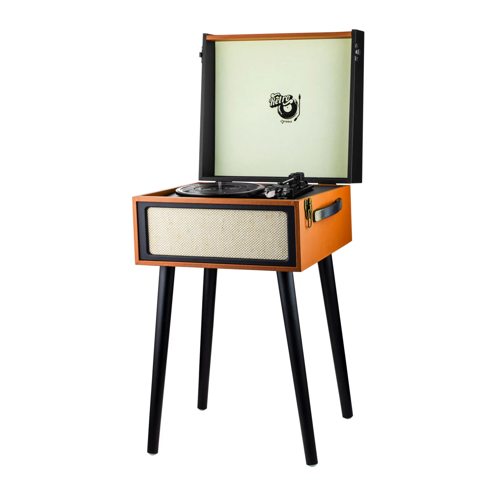 ktools-k216-retro-kahverengi-pikap KTOOLS K216 Hoparlörlü Pikap Ayaklı Kahverengi Plak Çalar - Görsel 1