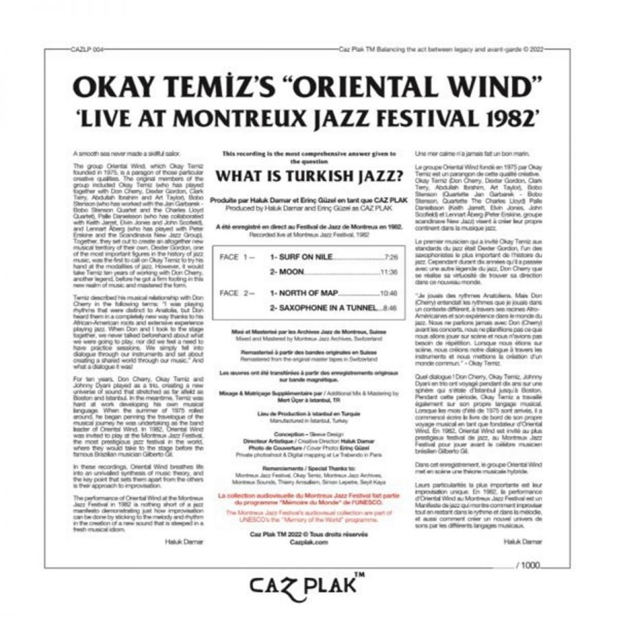 Okay Temiz Oriental Wind Montreux Jazz Festival 1982 Avrupa Edisyonu - Plak - Görsel 2