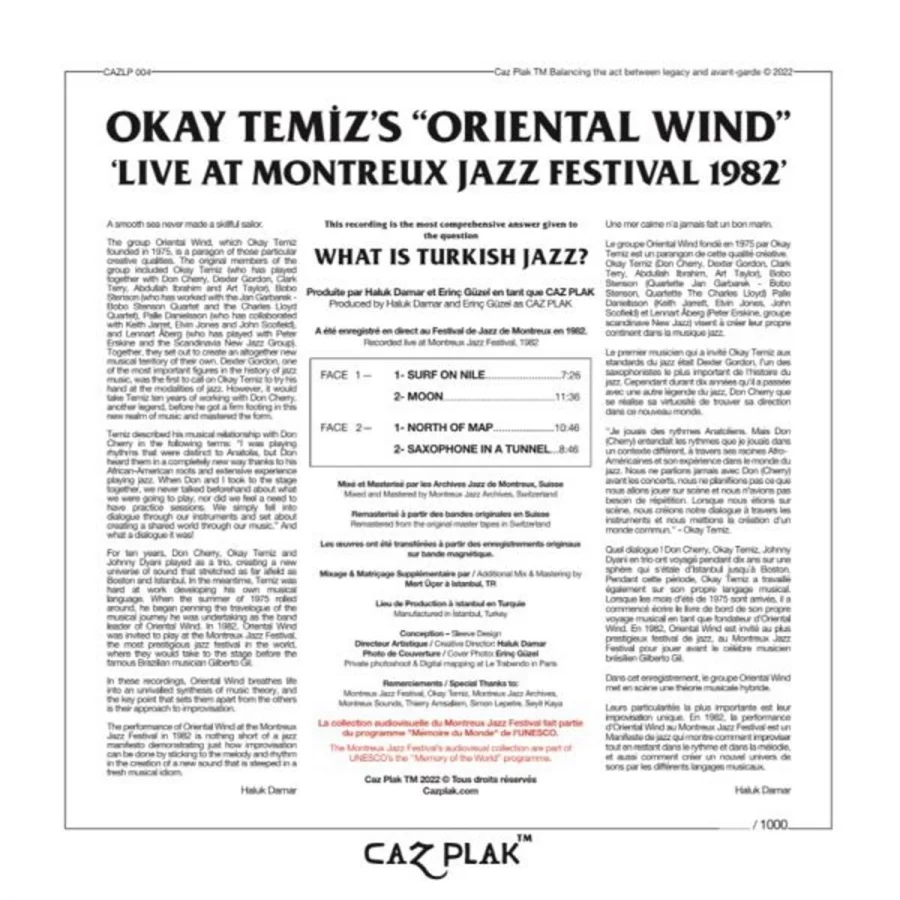 Okay Temiz Oriental Wind Montreux Jazz Festival 1982 Avrupa Edisyonu - Plak - Görsel 2