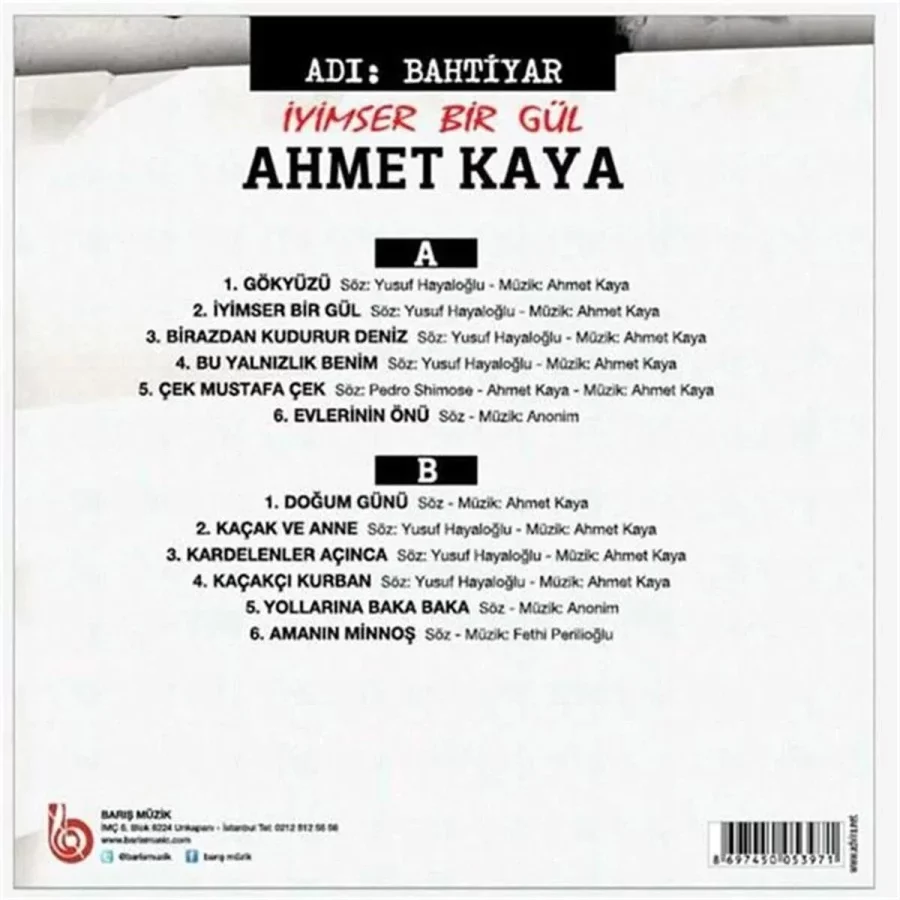 Ahmet Kaya - Adı Bahtiyar - İyimser Bir Gül (- Renkli Plak - Görsel 3