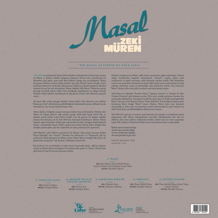 Zeki Müren Masal - Plak - Görsel 2