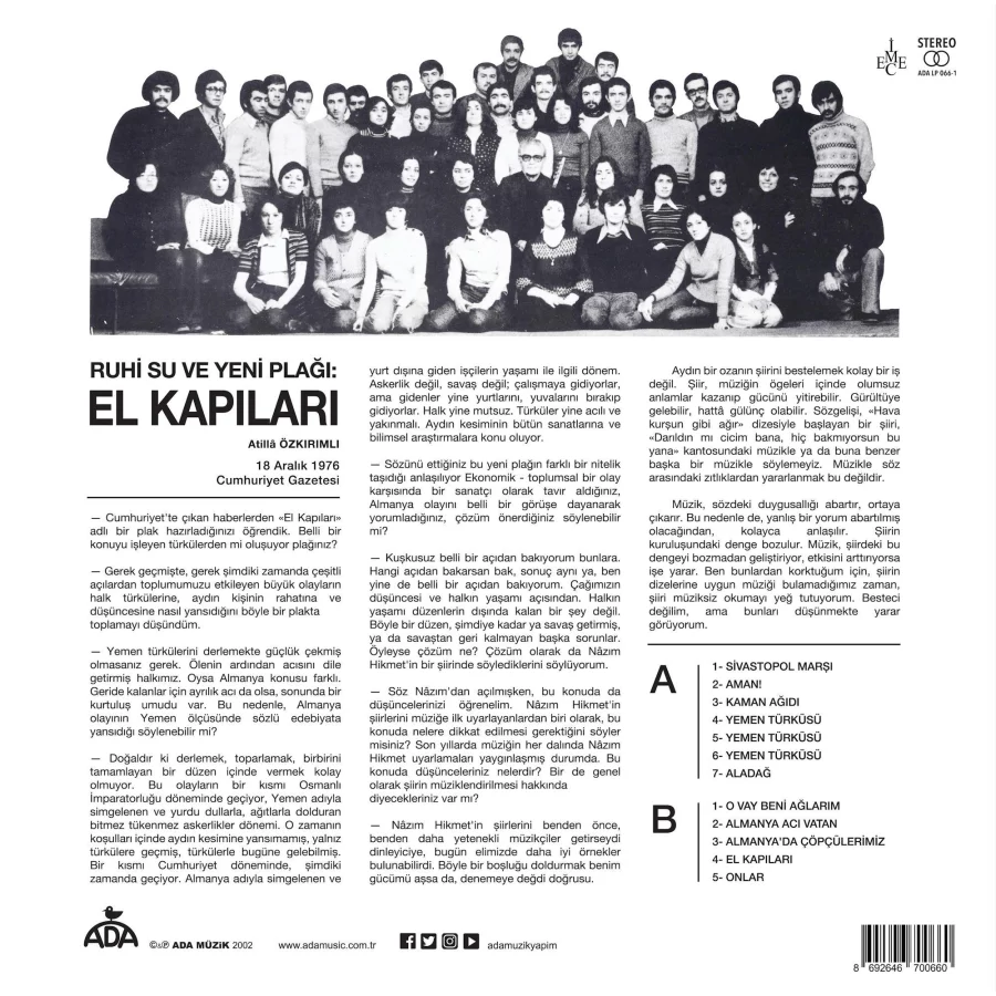 Ruhi Su El Kapıları - Plak - Görsel 2