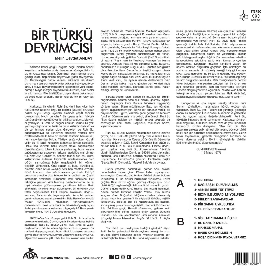 Ruhi Su Sabahın Sahibi Var - Plak - Görsel 2