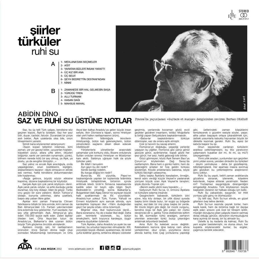 Ruhi Su Şiirler Türküler - Plak - Görsel 2