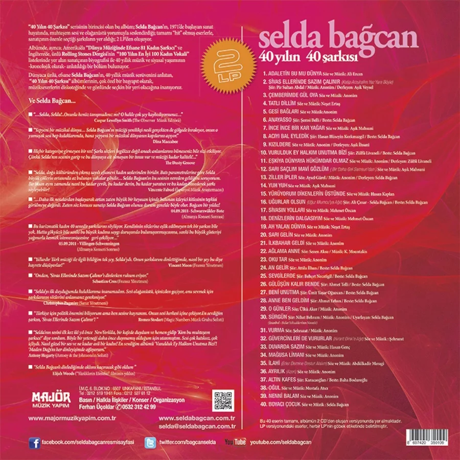 Selda Bağcan - 40 Yılın Şarkıları (Kırmızı Renkli) (2 Plak) - Görsel 2