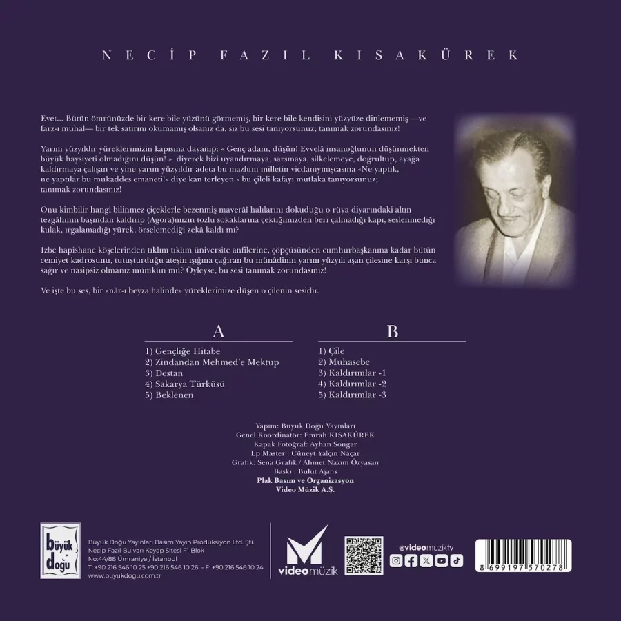 Necip Fazıl Kısakürek - Kendi Sesinden Şiirler (Plak) - Görsel 2