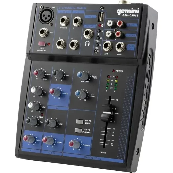 Gemini GEM-05USB 5 Kanal Bluetooth USB Mikser Gemini GEM-05USB 5 Kanal Bluetooth USB Mikser