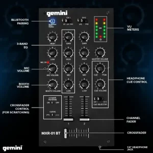 Gemini MXR-01BT 2 Kanal Bluetooth DJ Mixer