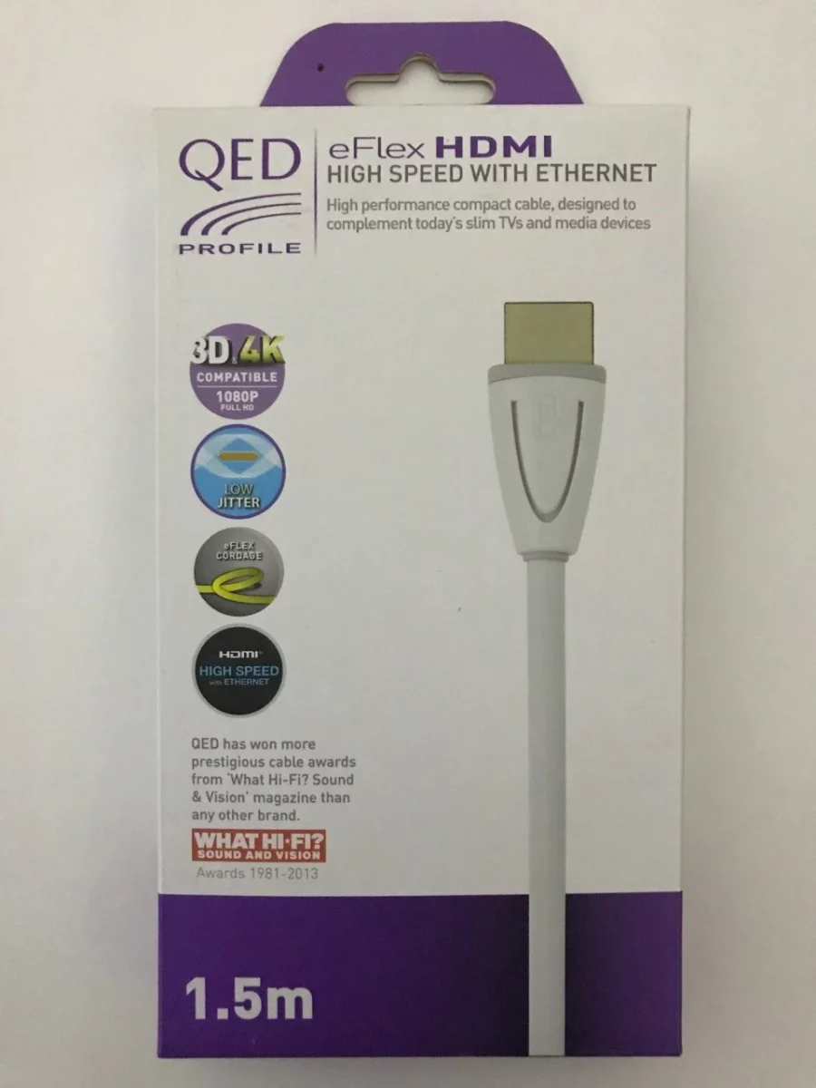 QED QE-5014 Profile eFlex HDMI Kablo Beyaz 1.5 Metre