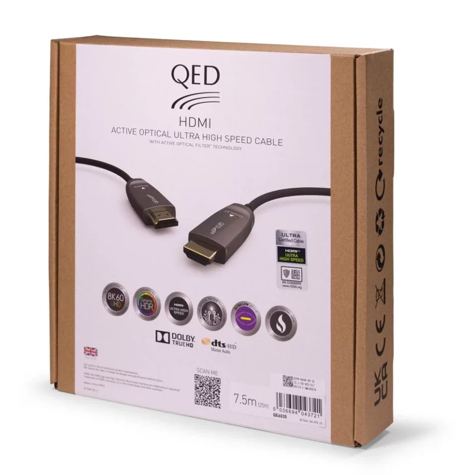 QED QE-6035 Performance Optical Ultra High Speed HDMI 2.1 Kablo 7.5 Metre