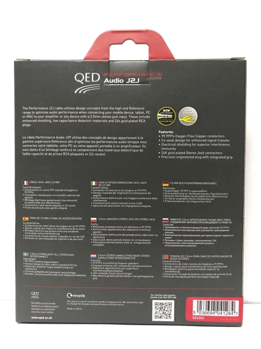 QED QE-6502 Performance Audio J2J 3.5 mm - 3.5 mm Kablo 1.5 Metre