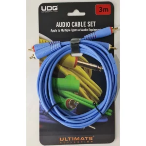 UDG Ultimate RCA-RCA Ses Kablosu Mavi Düz 3 m