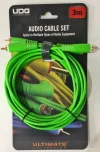 UDG Ultimate RCA-RCA Ses Kablosu Yeşil Düz 3 m