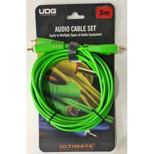 UDG Ultimate RCA-RCA Ses Kablosu Yeşil Düz 3 m