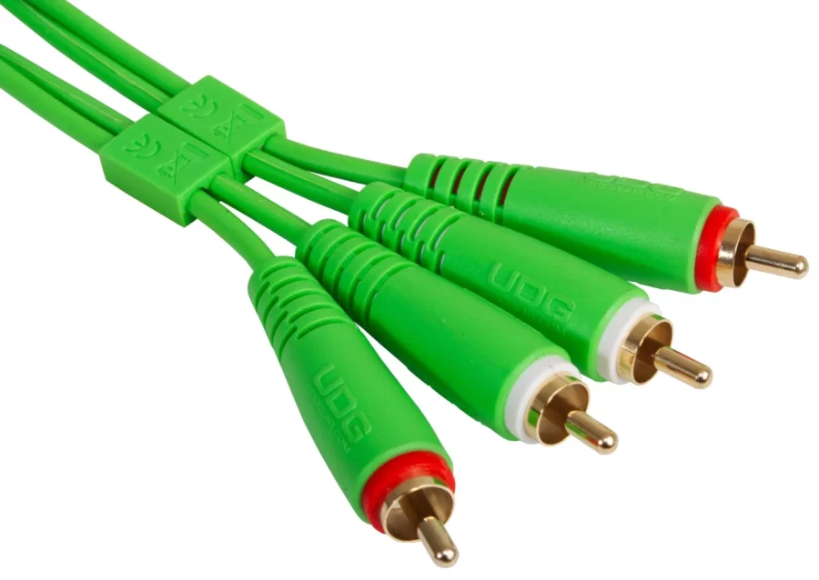 UDG Ultimate RCA-RCA Ses Kablosu Yeşil Düz 3 m