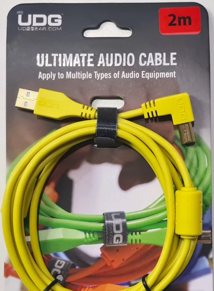 UDG Ultimate Ses Kablosu USB 2.0 A-B Sarı Açılı 2 m
